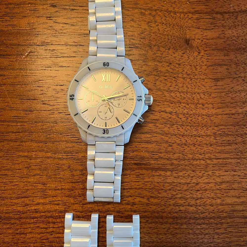 A_line White Ceramic Chronograph Watch